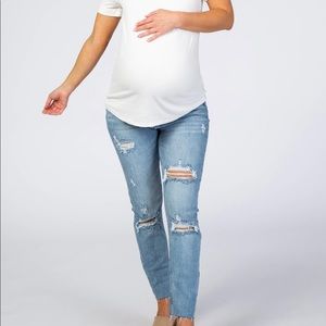 PinkBlush Medium Wash Maternity Jeans (Never Worn)